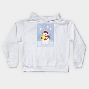 Cute Pastel colors Snowman Holding a Star Kids Hoodie